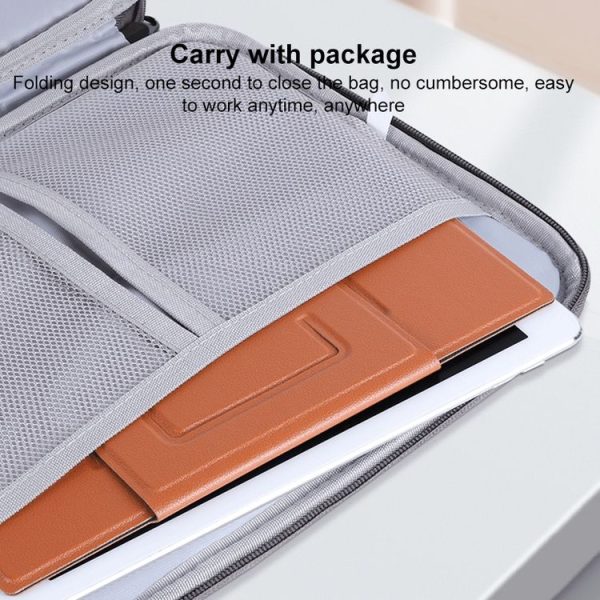 Magnetic PU Leather Tablet Laptop Folding Holder (Brown) - Image 4