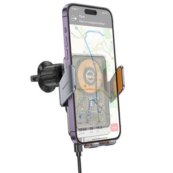 Hoco HW7 Transparent Discovery Edition Air Outlet Infrared Wireless Fast Charging Car Holder (Tarnish) - Image 2