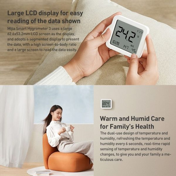 Original Xiaomi Mijia Smart Bluetooth Digital Thermometer Hygrometer 3 (White) - Image 2