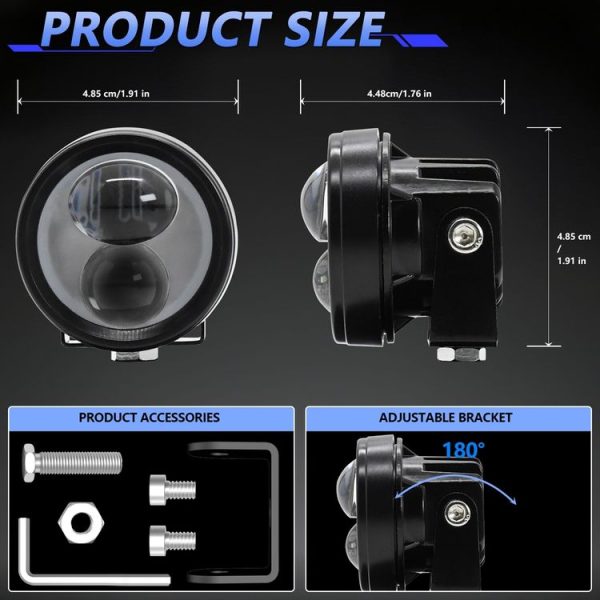SD1 12W IP68 Waterproof Motorcycle Gourd Lens Spotlight (Black) - Image 2