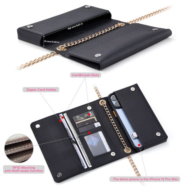 ViLi GHC Series Crossbody Bag RFID Leather Phone Case, 20 x 10 x 3.5cm (Black) - Image 3