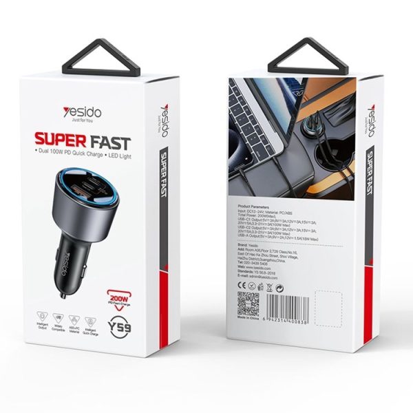 Yesido Y59 200W Car Phone Charger (Black) - Image 10