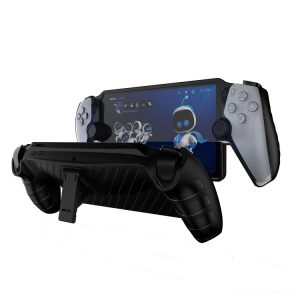 Sony PlayStation Portal TPU Stripe Game Console Case with Holder (Black)