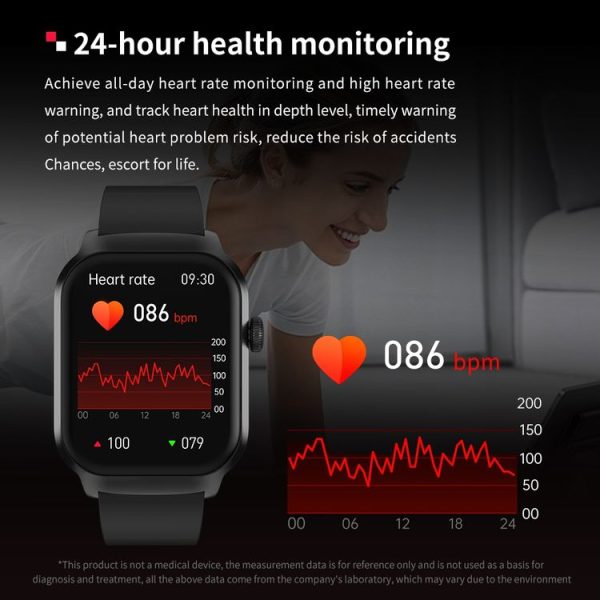 2.01 inch Silicone Strap Bluetooth Call Smart Watch Support Heart Rate Monitoring / Non-invasive Blood Sugar (Black) - Image 11