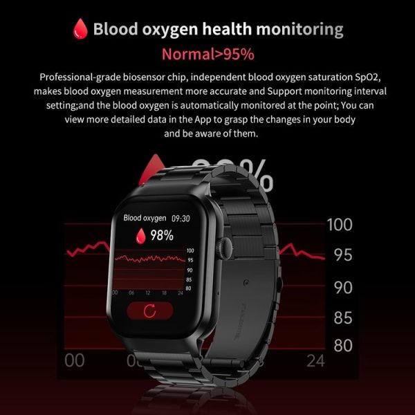 2.01 inch Silicone Strap Bluetooth Call Smart Watch Support Heart Rate Monitoring / Non-invasive Blood Sugar (Black) - Image 12