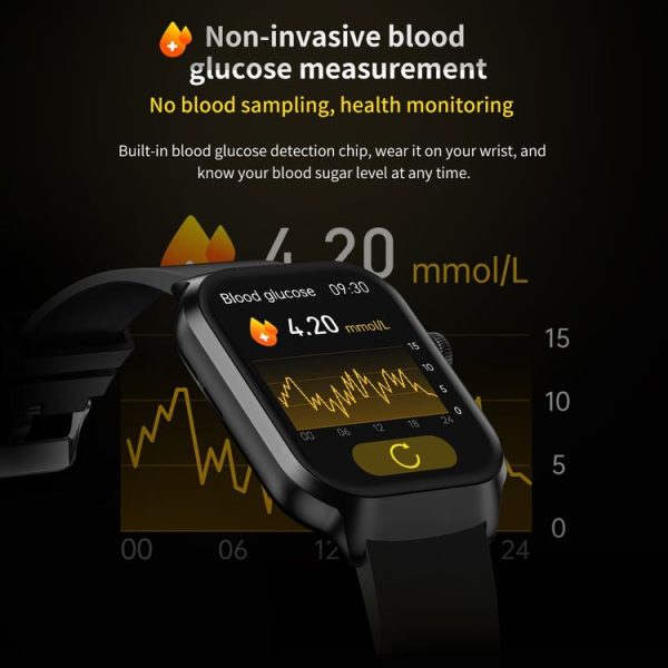 2.01 inch Silicone Strap Bluetooth Call Smart Watch Support Heart Rate Monitoring / Non-invasive Blood Sugar (Black) - Image 14