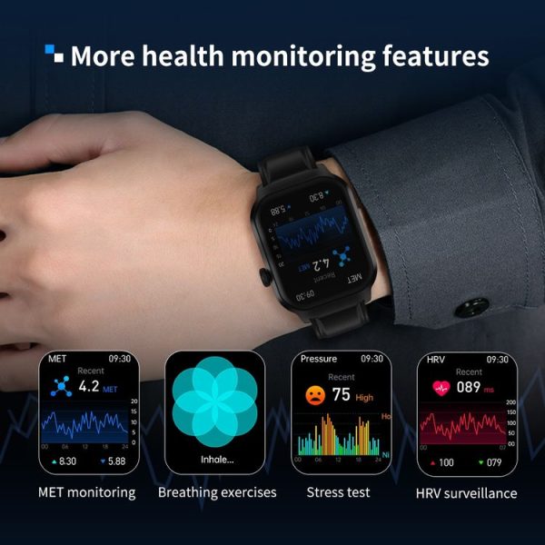 2.01 inch Silicone Strap Bluetooth Call Smart Watch Support Heart Rate Monitoring / Non-invasive Blood Sugar (Black) - Image 15