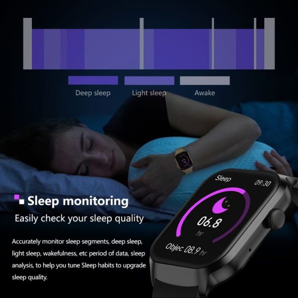 2.01 inch Silicone Strap Bluetooth Call Smart Watch Support Heart Rate Monitoring / Non-invasive Blood Sugar (Black) - Image 16