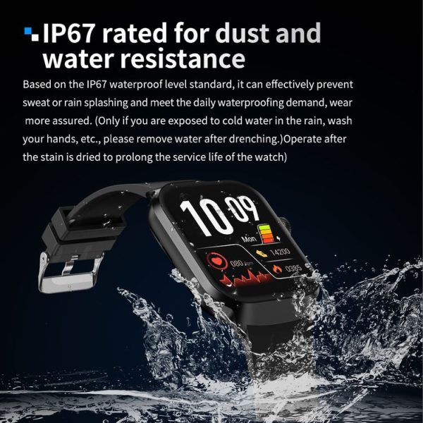 2.01 inch Silicone Strap Bluetooth Call Smart Watch Support Heart Rate Monitoring / Non-invasive Blood Sugar (Black) - Image 19