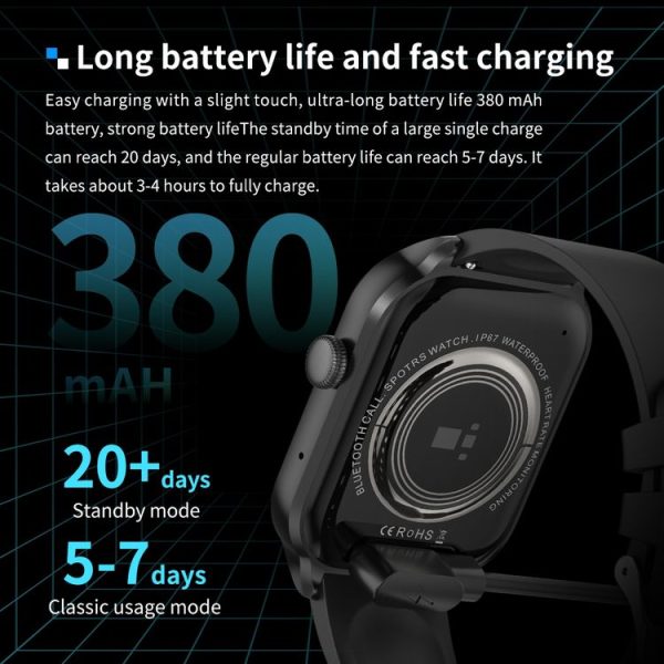 2.01 inch Silicone Strap Bluetooth Call Smart Watch Support Heart Rate Monitoring / Non-invasive Blood Sugar (Black) - Image 20