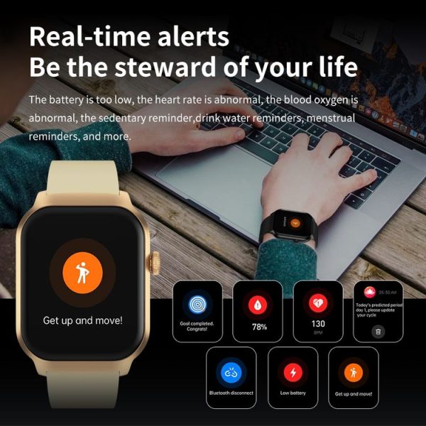 2.01 inch Silicone Strap Bluetooth Call Smart Watch Support Heart Rate Monitoring / Non-invasive Blood Sugar (Black) - Image 21