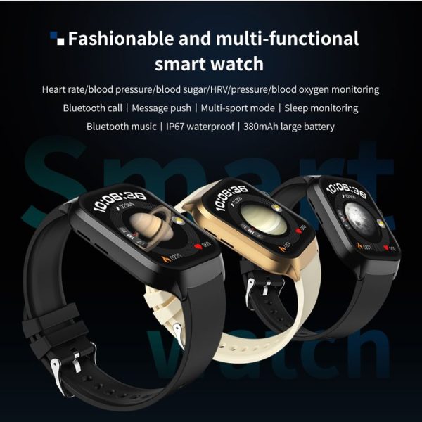 2.01 inch Silicone Strap Bluetooth Call Smart Watch Support Heart Rate Monitoring / Non-invasive Blood Sugar (Black) - Image 4