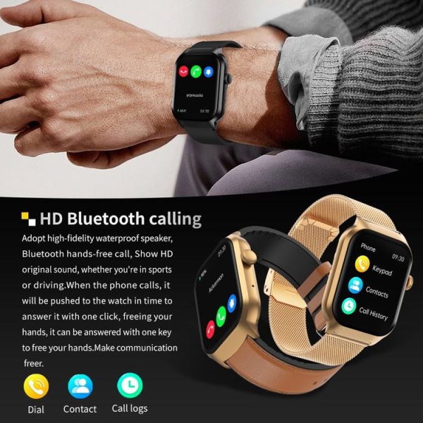 2.01 inch Silicone Strap Bluetooth Call Smart Watch Support Heart Rate Monitoring / Non-invasive Blood Sugar (Black) - Image 9