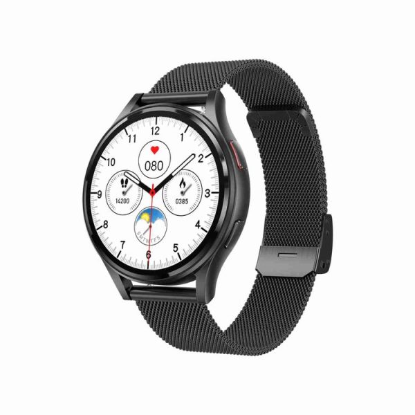 1.43 inch Milanese Steel Strap Bluetooth Call Smart Watch Support ECG / Non-invasive Blood Sugar (Black)