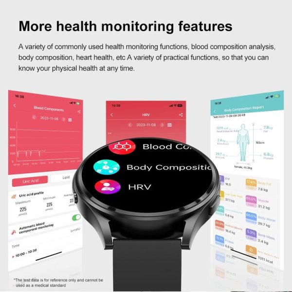 1.43 inch Milanese Steel Strap Bluetooth Call Smart Watch Support ECG / Non-invasive Blood Sugar (Black) - Image 15