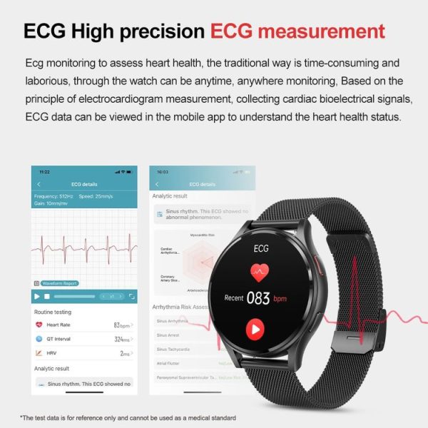 1.43 inch Milanese Steel Strap Bluetooth Call Smart Watch Support ECG / Non-invasive Blood Sugar (Black) - Image 8