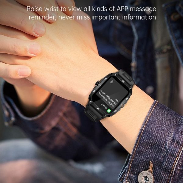 KT71 1.96 inch HD Square Screen Rugged Smart Watch Supports Bluetooth Calls / Sleep Monitoring / Blood Oxygen Monitoring (Black + Silver) - Image 10