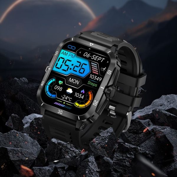 KT71 1.96 inch HD Square Screen Rugged Smart Watch Supports Bluetooth Calls / Sleep Monitoring / Blood Oxygen Monitoring (Black + Silver) - Image 4