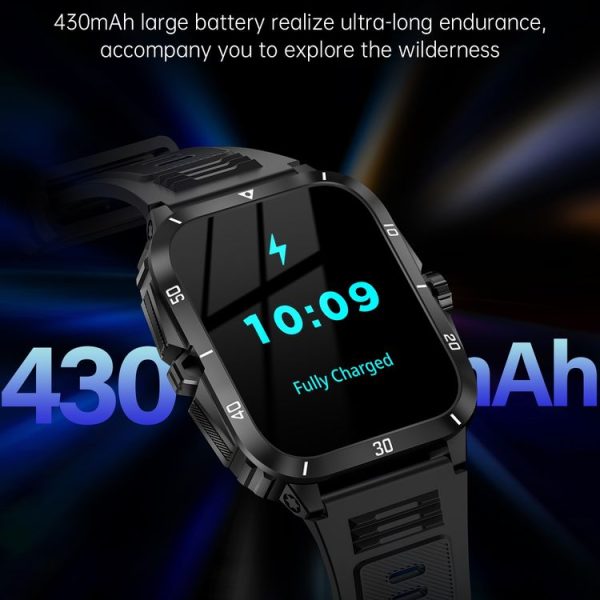 KT71 1.96 inch HD Square Screen Rugged Smart Watch Supports Bluetooth Calls / Sleep Monitoring / Blood Oxygen Monitoring (Black + Silver) - Image 7