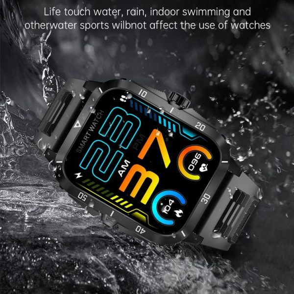 KT71 1.96 inch HD Square Screen Rugged Smart Watch Supports Bluetooth Calls / Sleep Monitoring / Blood Oxygen Monitoring (Black + Silver) - Image 8