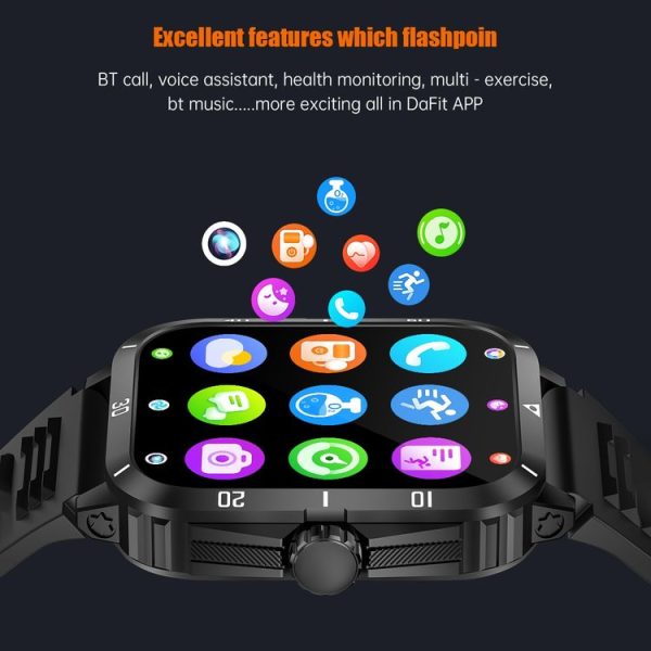 KT71 1.96 inch HD Square Screen Rugged Smart Watch Supports Bluetooth Calls / Sleep Monitoring / Blood Oxygen Monitoring (Black + Silver) - Image 9