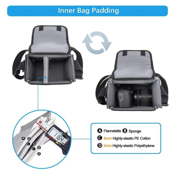 Cwatcun D52 Crossbody Camera Bag Photography Lens Shoulder Bag, Size: 17 x 18 x 11cm (Black) - Image 6