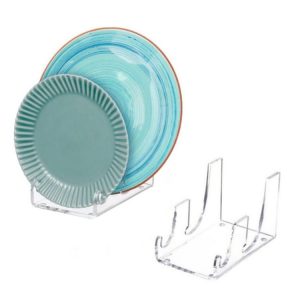 Single Pack Acrylic Transparent Plate Storage Rack Tableware Display Stand