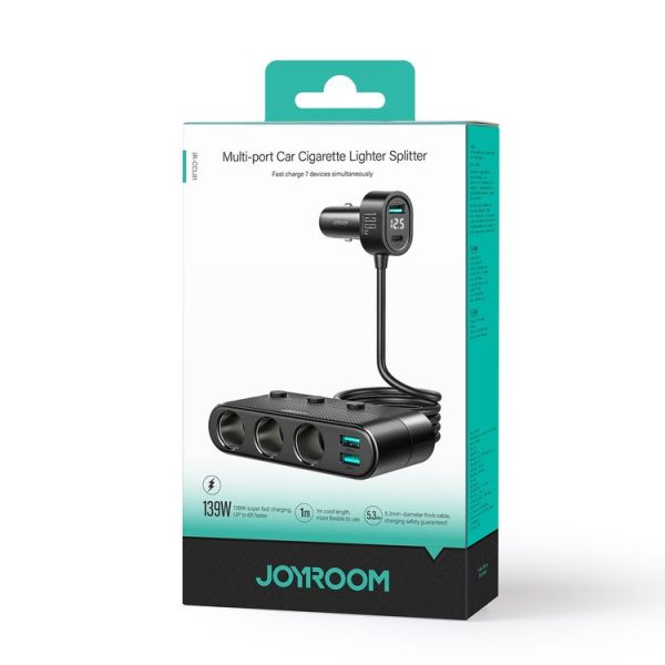 JOYROOM JR-CCL01 139W 7 in 1 Cigarette Lighter Splitter Car Charger (Black) - Image 8