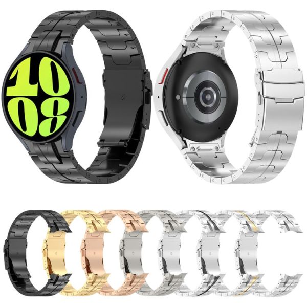 Samsung Galaxy Watch 6 / 6 Classic Button Style Stainless Steel Watch Band (Black) - Image 4