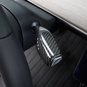 Tesla Model 3 / Y 2pcs / Set Car Turn Signal Lever Carbon Fiber Pattern Protective Cover (Bright Black)