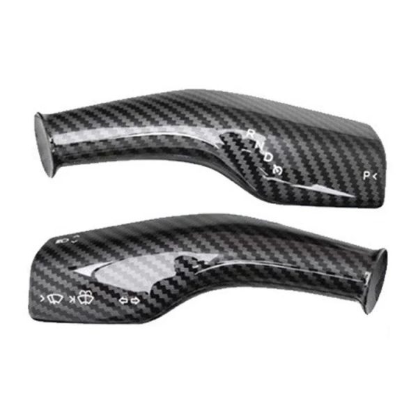 Tesla Model 3 / Y 2pcs / Set Car Turn Signal Lever Carbon Fiber Pattern Protective Cover (Bright Black) - Image 2