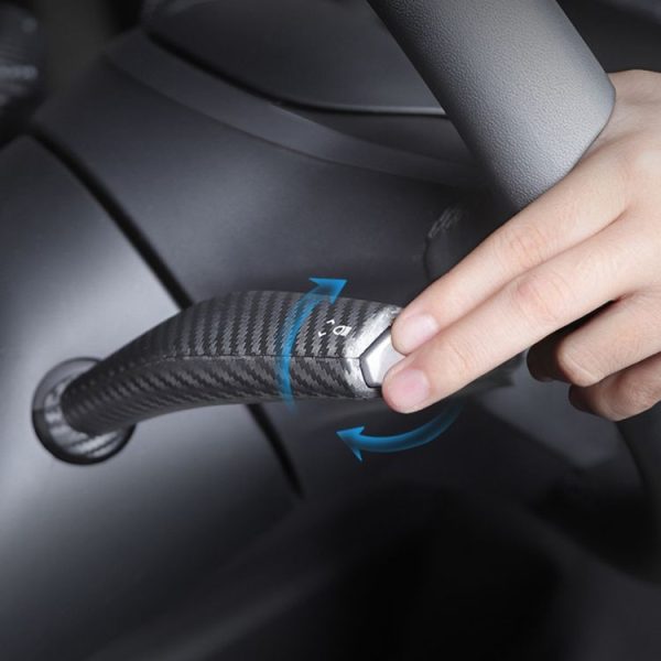 Tesla Model 3 / Y 2pcs / Set Car Turn Signal Lever Carbon Fiber Pattern Protective Cover (Bright Black) - Image 3