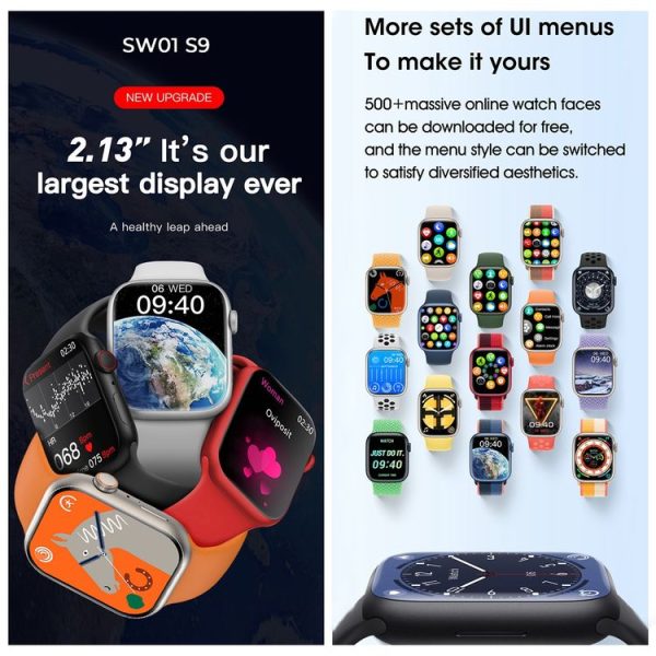 WIWU SW01 S9 2.1 inch IPS Screen IP68 Waterproof Bluetooth Smart Watch (Silver) - Image 4