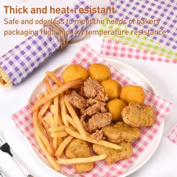 100sheets / Pack Square Baking Greaseproof Paper Burger Sandwich Liner Paper, size: 22x22cm (Coffee) - Image 6