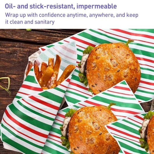100sheets / Pack Striped Baking Greaseproof Paper Food Placemat Paper, size: 30x30cm (Purple) - Image 5