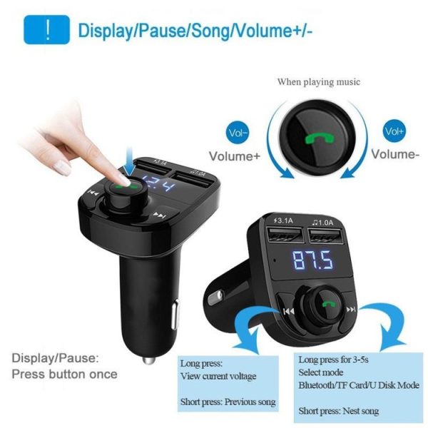 X8 Car MP3 Wireless Stereo Music Player FM Transmitter (Black) - Image 3