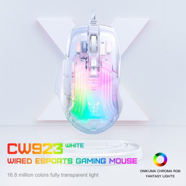 ONIKUMA CW923 RGB Lighting Wired Mouse (Transparent) - Image 3