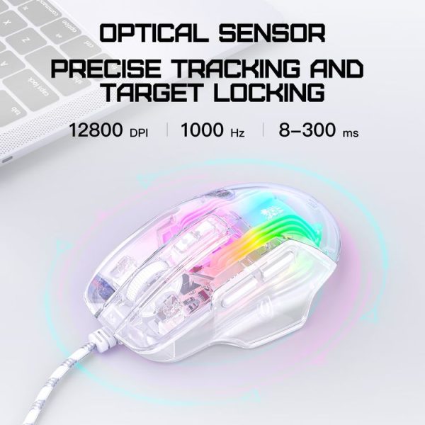 ONIKUMA CW923 RGB Lighting Wired Mouse (Transparent) - Image 5