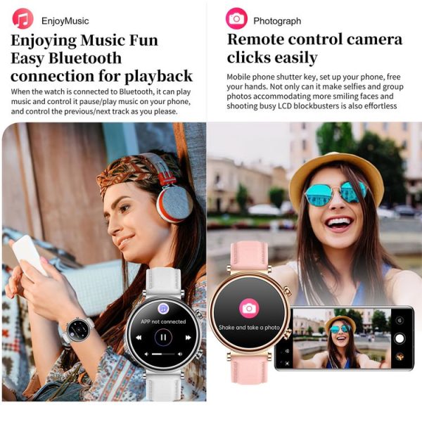 T86 Woman Health 1.27 inch Smart Watch, BT Call / Physiological Cycle / Heart Rate / Blood Pressure / Blood Glucose / SOS (Rose Gold Pink Leather) - Image 9