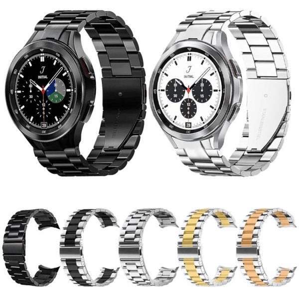 Samsung Galaxy Watch 6 / 5 / 4 Three Bead Stainless Steel Metal Watch Band (Black) - Image 5