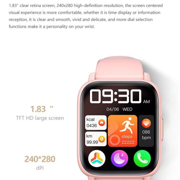 DM60+ 1.83 inch BT5.2 Smart Sport Watch, Support Bluetooth Call / Sleep / Blood Sugar / Blood Oxygen / Temperature / Heart Rate / Blood Pressure Health Monitor (Black) - Image 7