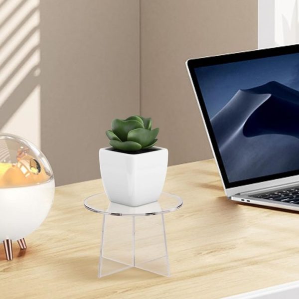 Mini Acrylic Round Desktop Plant Flower Pot Stand - Image 4