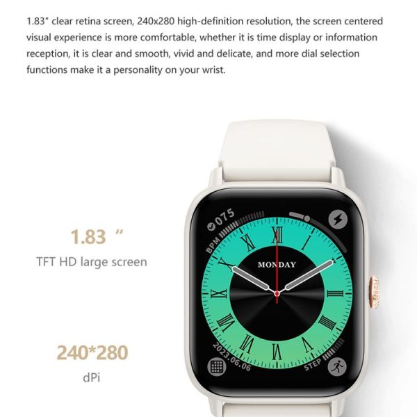 QS13 1.83 inch BT5.2 Smart Sport Watch, Support Bluetooth Call / Sleep / Blood Sugar / Blood Oxygen / Heart Rate / Blood Pressure Health Monitor (Pink) - Image 5