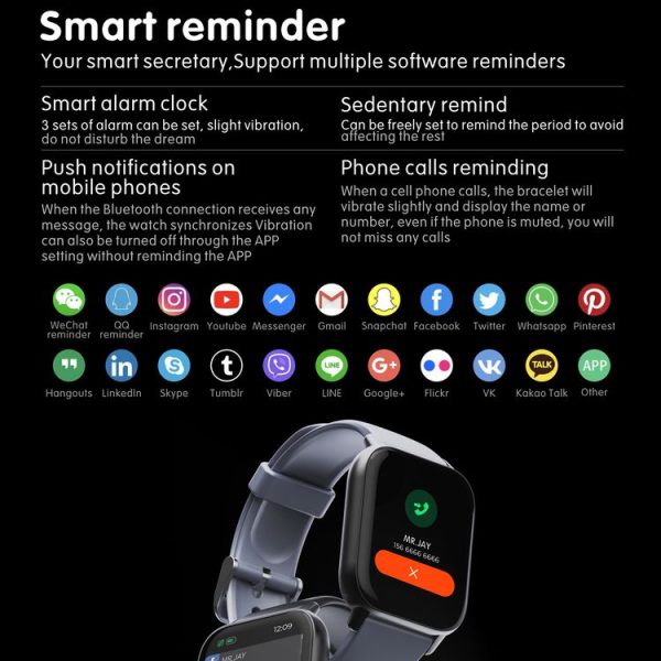 QS16 Pro 1.83 inch BT5.0 Smart Sport Watch, Support Bluetooth Call / Sleep / Blood Oxygen / Temperature / Heart Rate / Blood Pressure Health Monitor (White) - Image 6
