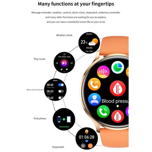 QS40 1.39 inch BT5.2 Smart Sport Watch, Support Bluetooth Call / Sleep / Blood Oxygen / Temperature / Heart Rate / Blood Pressure Health Monitor (Orange) - Image 14