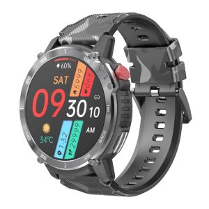 C22 1.6 inch Round Screen Bluetooth Smart Watch, Support Health Monitoring & 24 Sports Modes (Black)