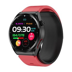 S22 Air Pump Blood Pressure Testing ECG Health Smart Watch, 1.39 inch Round Screen (Red)