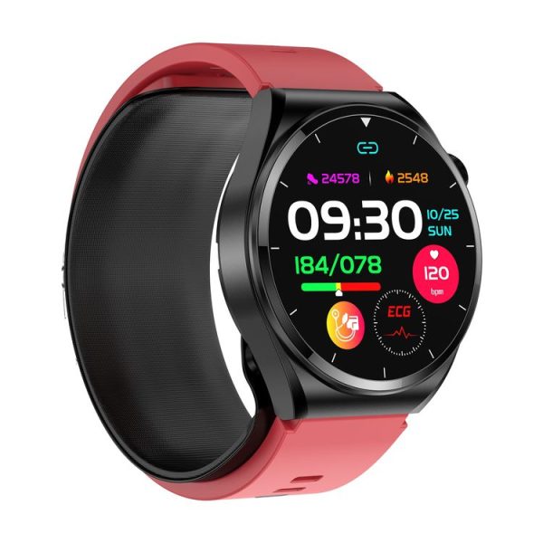 S22 Air Pump Blood Pressure Testing ECG Health Smart Watch, 1.39 inch Round Screen (Red) - Image 2