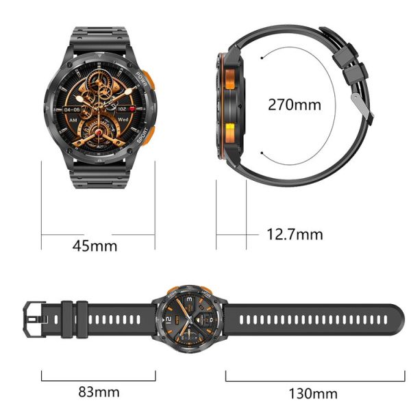 LEMFO AK59 1.43 inch AMLOED Round Screen Steel Strap Smart Watch (Silver) - Image 5