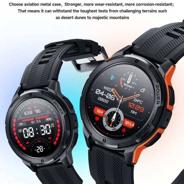 LEMFO C25 1.43 inch HD Round Screen Outdoor Smart Watch Supports Blood Oxygen Detection / Sedentary Reminder (Black Orange) - Image 2